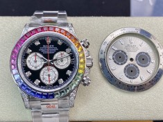 改裝專案: N廠高仿勞力士4130機芯灰迪改彩虹迪迪通拿系列 表殼真鑽 彩虹寶石圈口 碎鑽錶盤改裝手錶  改裝專案: N廠高仿勞力士4130機芯灰迪改彩虹迪迪通拿系列 表殼真鑽 彩虹寶石圈口 碎鑽錶盤改裝手錶