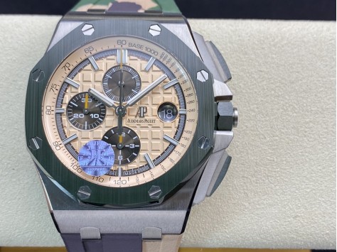 JF廠愛彼 AP26400 綠陶＂迷彩＂系列計時3126機芯直徑44MM複刻手錶