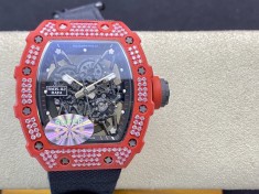 高仿理查徳米勒 Richard Mille RM35-02 鑲鑽款（紅魔）全紅碳纖維系列複刻手錶手表