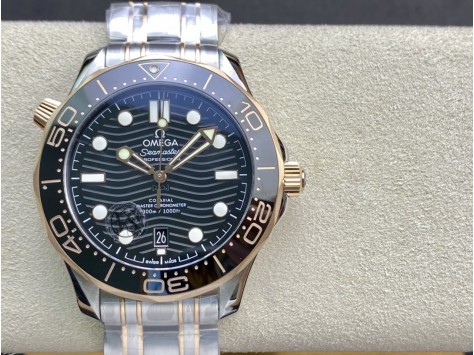 VS廠高仿歐米茄新海馬300M間玫金黑面8800機芯複刻手錶