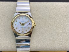 TW廠高仿歐米茄星座系列拋光殼錶帶款瑞士石英機芯27MM複刻手錶  TW廠高仿歐米茄星座系列拋光殼錶帶款瑞士石英機芯27MM複刻手錶