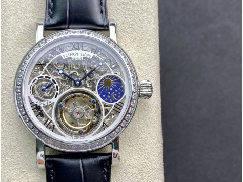 仿表百達翡麗鏤空雙大儲存動能手動陀飛輪機芯複刻手錶  仿表百達翡麗鏤空雙大儲存動能手動陀飛輪機芯複刻手錶